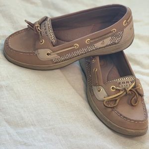 Gold sparkly Sperry boat shoes